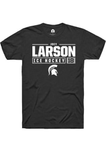 Joey Larson Black Michigan State Spartans NIL Stacked Box Short Sleeve T Shirt