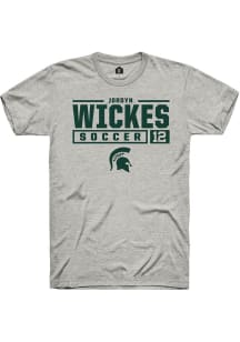 Jordyn Wickes Ash Michigan State Spartans NIL Stacked Box Short Sleeve T Shirt