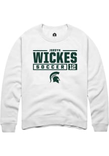 Jordyn Wickes Rally Mens White Michigan State Spartans NIL Stacked Box Crew Sweatshirt