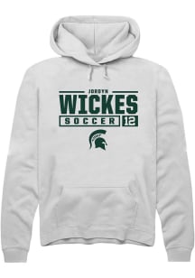 Jordyn Wickes Rally Mens White Michigan State Spartans NIL Stacked Box Hooded Sweatshirt