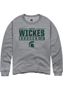 Jordyn Wickes Rally Mens Graphite Michigan State Spartans NIL Stacked Box Crew Sweatshirt