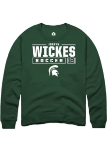 Jordyn Wickes Rally Mens Green Michigan State Spartans NIL Stacked Box Crew Sweatshirt