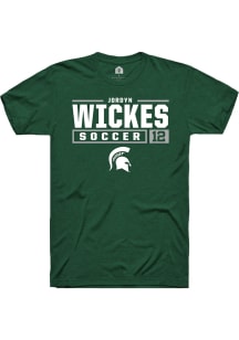 Jordyn Wickes Green Michigan State Spartans NIL Stacked Box Short Sleeve T Shirt