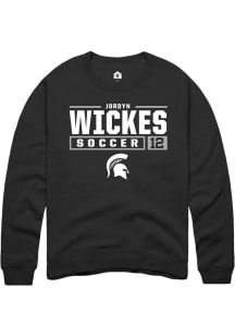 Jordyn Wickes Rally Mens Black Michigan State Spartans NIL Stacked Box Crew Sweatshirt