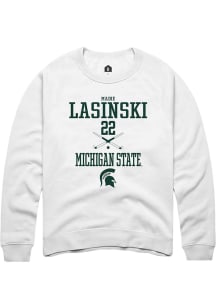Madie Lasinski  Rally Michigan State Spartans Mens White NIL Sport Icon Long Sleeve Crew Sweatsh..