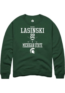 Madie Lasinski  Rally Michigan State Spartans Mens Green NIL Sport Icon Long Sleeve Crew Sweatsh..