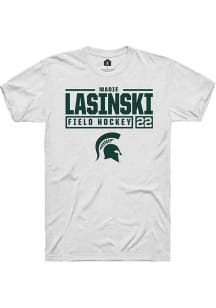 Madie Lasinski  Michigan State Spartans White Rally NIL Stacked Box Short Sleeve T Shirt