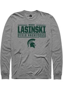 Madie Lasinski  Michigan State Spartans Grey Rally NIL Stacked Box Long Sleeve T Shirt