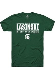 Madie Lasinski  Michigan State Spartans Green Rally NIL Stacked Box Short Sleeve T Shirt
