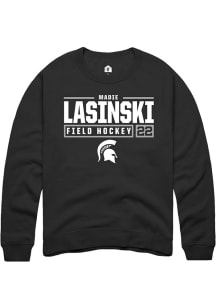 Madie Lasinski  Rally Michigan State Spartans Mens Black NIL Stacked Box Long Sleeve Crew Sweats..