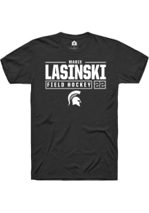 Madie Lasinski  Michigan State Spartans Black Rally NIL Stacked Box Short Sleeve T Shirt