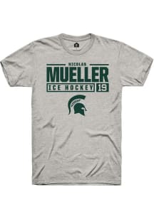 Nicolas Mueller  Michigan State Spartans Ash Rally NIL Stacked Box Short Sleeve T Shirt