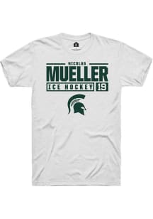 Nicolas Mueller  Michigan State Spartans White Rally NIL Stacked Box Short Sleeve T Shirt