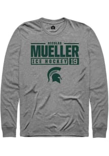 Nicolas Mueller  Michigan State Spartans Graphite Rally NIL Stacked Box Long Sleeve T Shirt
