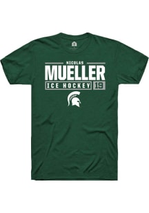Nicolas Mueller  Michigan State Spartans Green Rally NIL Stacked Box Short Sleeve T Shirt
