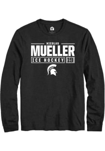 Nicolas Mueller  Michigan State Spartans Black Rally NIL Stacked Box Long Sleeve T Shirt