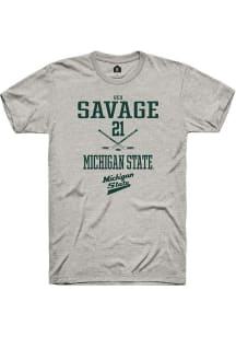 Red Savage  Michigan State Spartans Ash Rally NIL Sport Icon Short Sleeve T Shirt