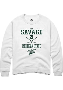 Red Savage  Rally Michigan State Spartans Mens White NIL Sport Icon Long Sleeve Crew Sweatshirt