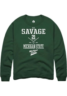 Red Savage  Rally Michigan State Spartans Mens Green NIL Sport Icon Long Sleeve Crew Sweatshirt