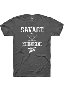 Red Savage  Michigan State Spartans Dark Grey Rally NIL Sport Icon Short Sleeve T Shirt