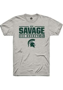 Red Savage  Michigan State Spartans Ash Rally NIL Stacked Box Short Sleeve T Shirt