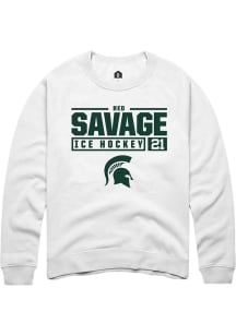 Red Savage  Rally Michigan State Spartans Mens White NIL Stacked Box Long Sleeve Crew Sweatshirt