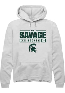 Red Savage  Rally Michigan State Spartans Mens White NIL Stacked Box Long Sleeve Hoodie