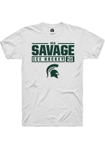 Red Savage  Michigan State Spartans White Rally NIL Stacked Box Short Sleeve T Shirt