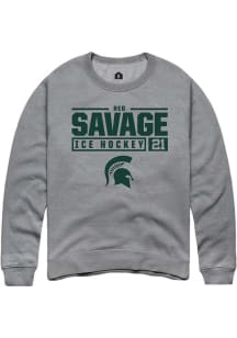 Red Savage  Rally Michigan State Spartans Mens Graphite NIL Stacked Box Long Sleeve Crew Sweatshir..