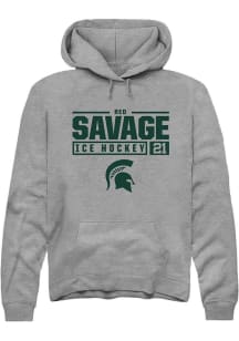 Red Savage  Rally Michigan State Spartans Mens Graphite NIL Stacked Box Long Sleeve Hoodie