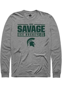 Red Savage  Michigan State Spartans Grey Rally NIL Stacked Box Long Sleeve T Shirt