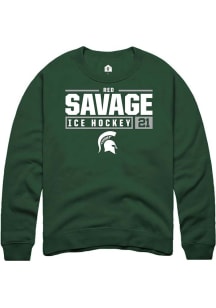 Red Savage  Rally Michigan State Spartans Mens Green NIL Stacked Box Long Sleeve Crew Sweatshirt