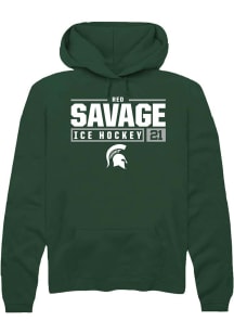 Red Savage  Rally Michigan State Spartans Mens Green NIL Stacked Box Long Sleeve Hoodie