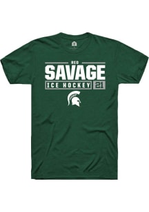 Red Savage  Michigan State Spartans Green Rally NIL Stacked Box Short Sleeve T Shirt