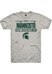 Tommi Männistö  Michigan State Spartans Ash Rally NIL Stacked Box Short Sleeve T Shirt