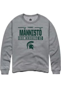 Tommi Männistö  Rally Michigan State Spartans Mens Graphite NIL Stacked Box Long Sleeve Crew Swe..
