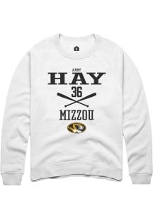 Abby Hay  Rally Missouri Tigers Mens White NIL Sport Icon Long Sleeve Crew Sweatshirt