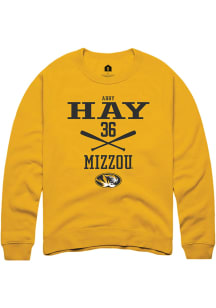Abby Hay  Rally Missouri Tigers Mens Gold NIL Sport Icon Long Sleeve Crew Sweatshirt