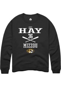 Abby Hay  Rally Missouri Tigers Mens Black NIL Sport Icon Long Sleeve Crew Sweatshirt