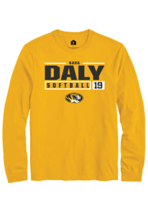 Kara Daly  Missouri Tigers Gold Rally NIL Stacked Box Long Sleeve T Shirt