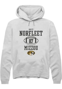 Brett Norfleet  Rally Missouri Tigers Mens White NIL Sport Icon Long Sleeve Hoodie