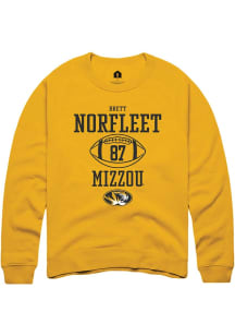 Brett Norfleet  Rally Missouri Tigers Mens Gold NIL Sport Icon Long Sleeve Crew Sweatshirt