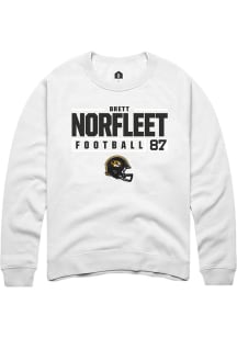 Brett Norfleet  Rally Missouri Tigers Mens White NIL Stacked Box Long Sleeve Crew Sweatshirt