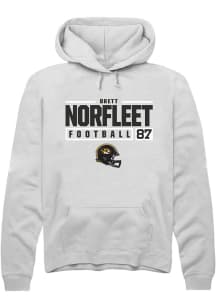 Brett Norfleet  Rally Missouri Tigers Mens White NIL Stacked Box Long Sleeve Hoodie