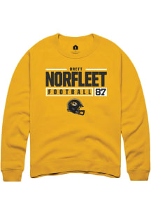 Brett Norfleet  Rally Missouri Tigers Mens Gold NIL Stacked Box Long Sleeve Crew Sweatshirt