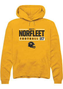 Brett Norfleet  Rally Missouri Tigers Mens Gold NIL Stacked Box Long Sleeve Hoodie