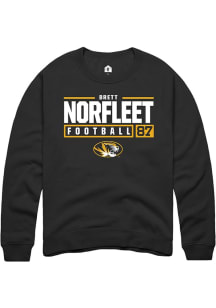 Brett Norfleet  Rally Missouri Tigers Mens Black NIL Stacked Box Long Sleeve Crew Sweatshirt