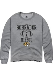 Cody Schrader  Rally Missouri Tigers Mens Grey NIL Sport Icon Long Sleeve Crew Sweatshirt