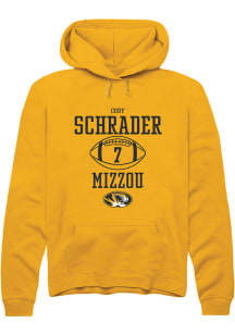 Cody Schrader  Rally Missouri Tigers Mens Gold NIL Sport Icon Long Sleeve Hoodie