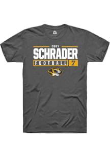 Cody Schrader  Missouri Tigers Dark Grey Rally NIL Stacked Box Short Sleeve T Shirt